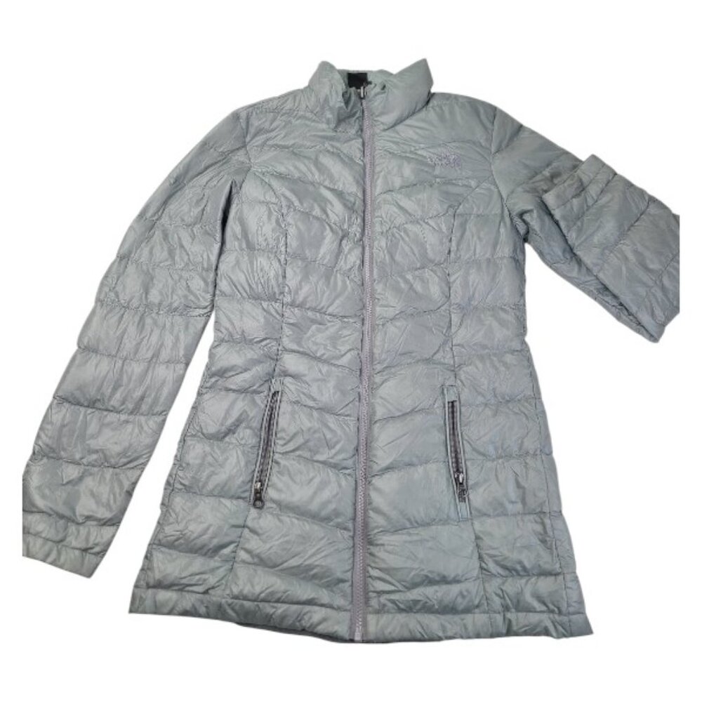 The North Face Women's Icy Gray Padded Long Winter Snow Parka Jacket Size XS‎